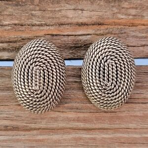 Vintage Sterling Silver Cable Domed Post Earrings